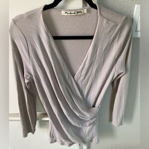 Michael Stars Faux Wrap Sweater Beige OS